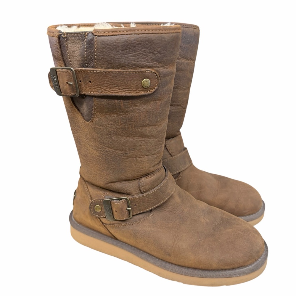 UGG Australia Leather Buckle Shearling Boots – Size‎ 8 Women